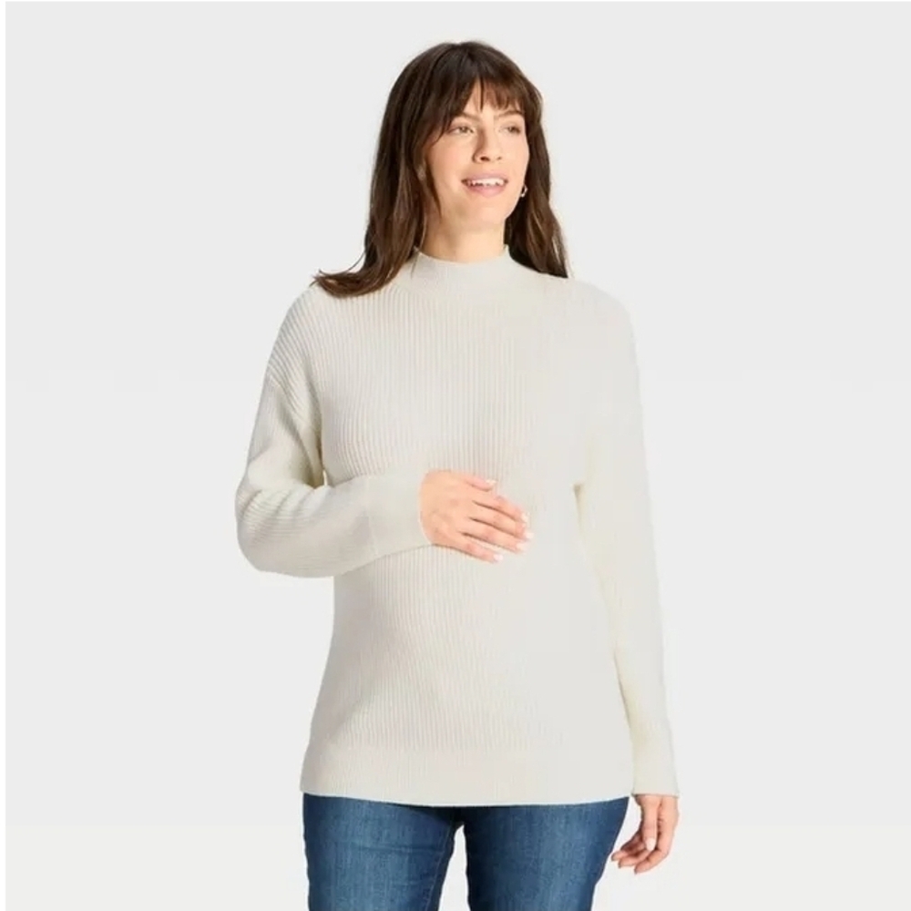Isabel Maternity by Ingrid & Isabel Mock Turtleneck Tunic Maternity Pullover